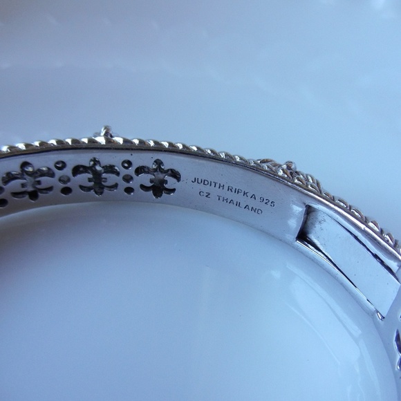 Judith Ripka Cuff Bracelet 925 Silver Heart Zirco - Picture 3 of 7